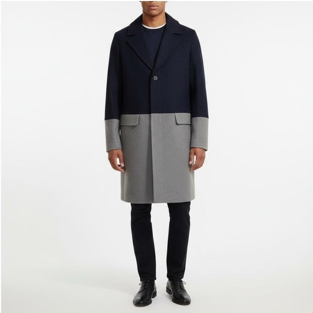 Tommy Hilfiger men’s WOOL coat jacket gray blue LARGE NWT